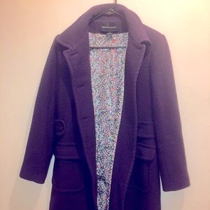 Mid-length purple wool coat